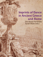 The cover of the book 'Imprints of Dance', showing a person sitting before the Colosseum, sketching a ruin.