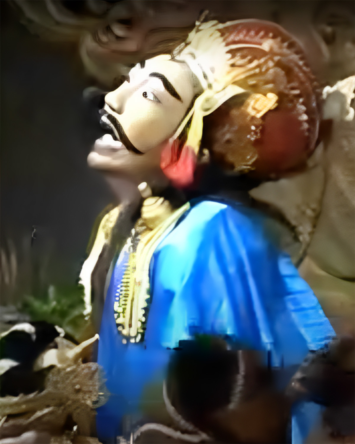 A screenshot from the recording of Raja Edepus, showing the protagonist.