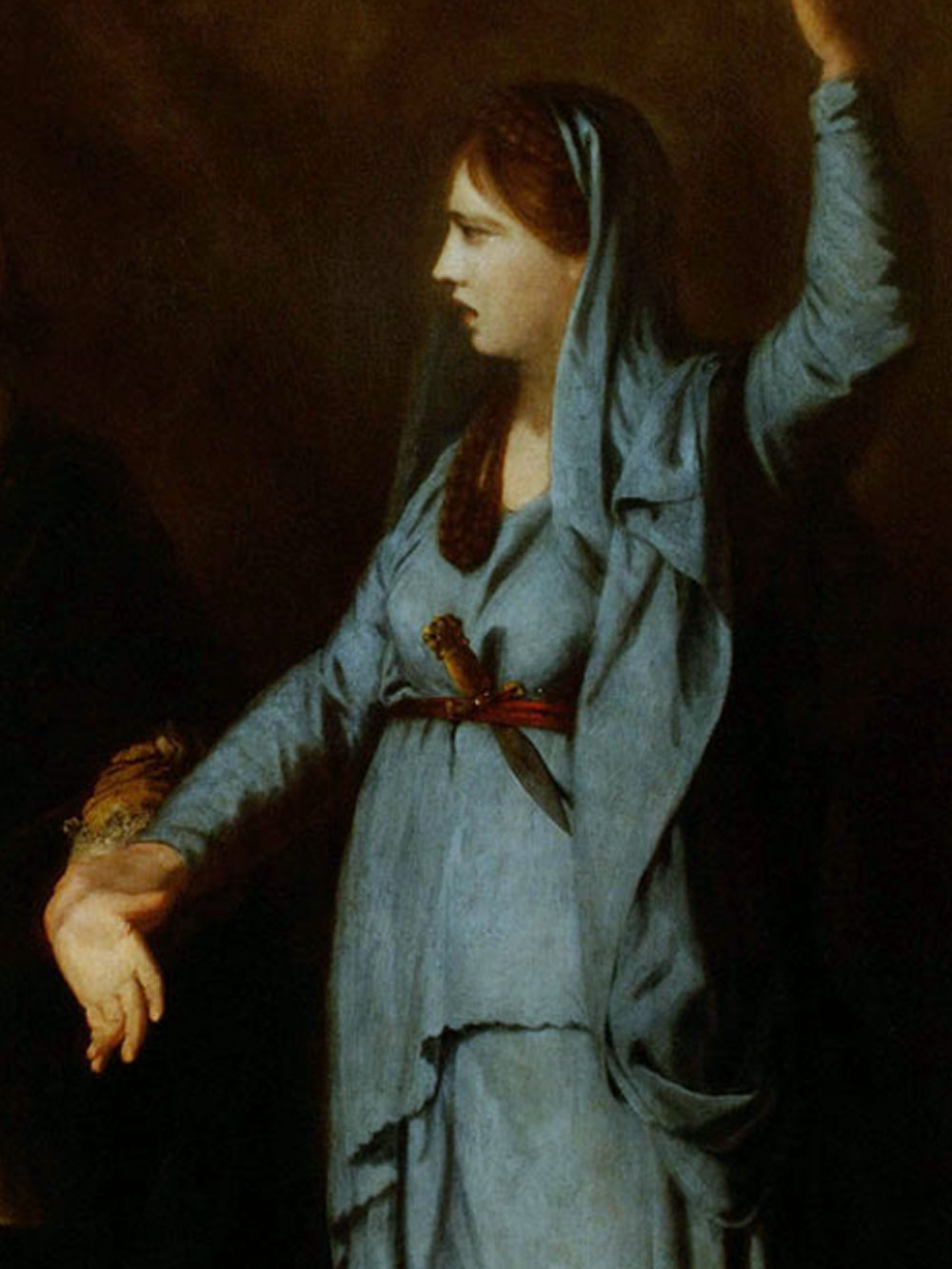 Detail from Joshua Reynolds' oil painting: David Garrick between Tragedy and Comedy