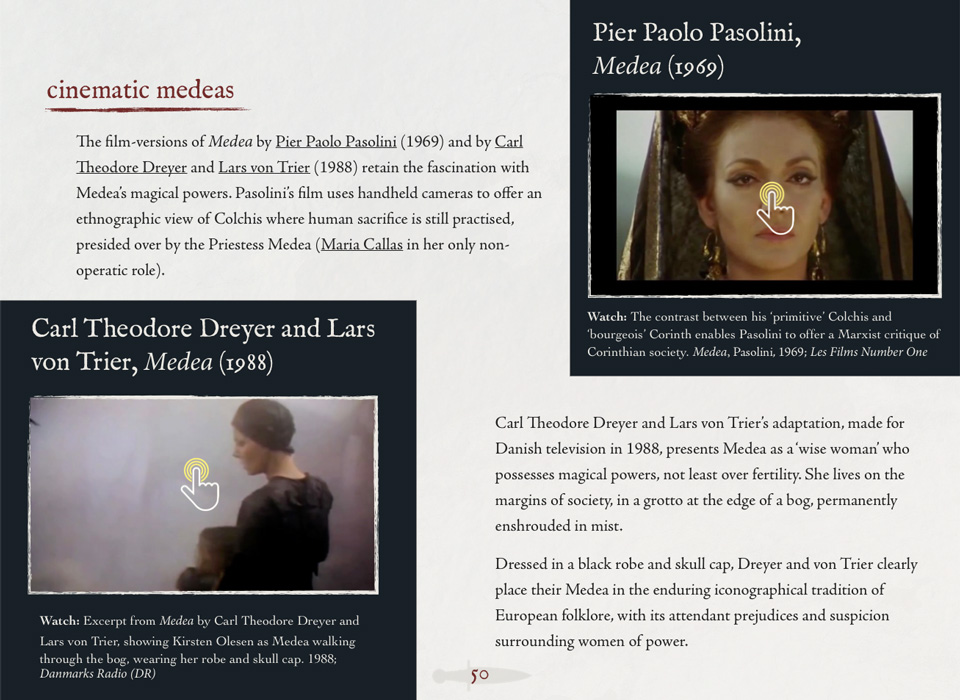 Screenshot of a page from the Medea ebook, titled cinematic medeas